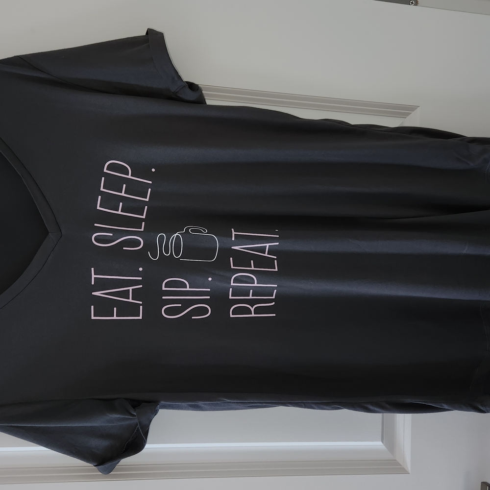Black Sleep Shirt with Pink Print